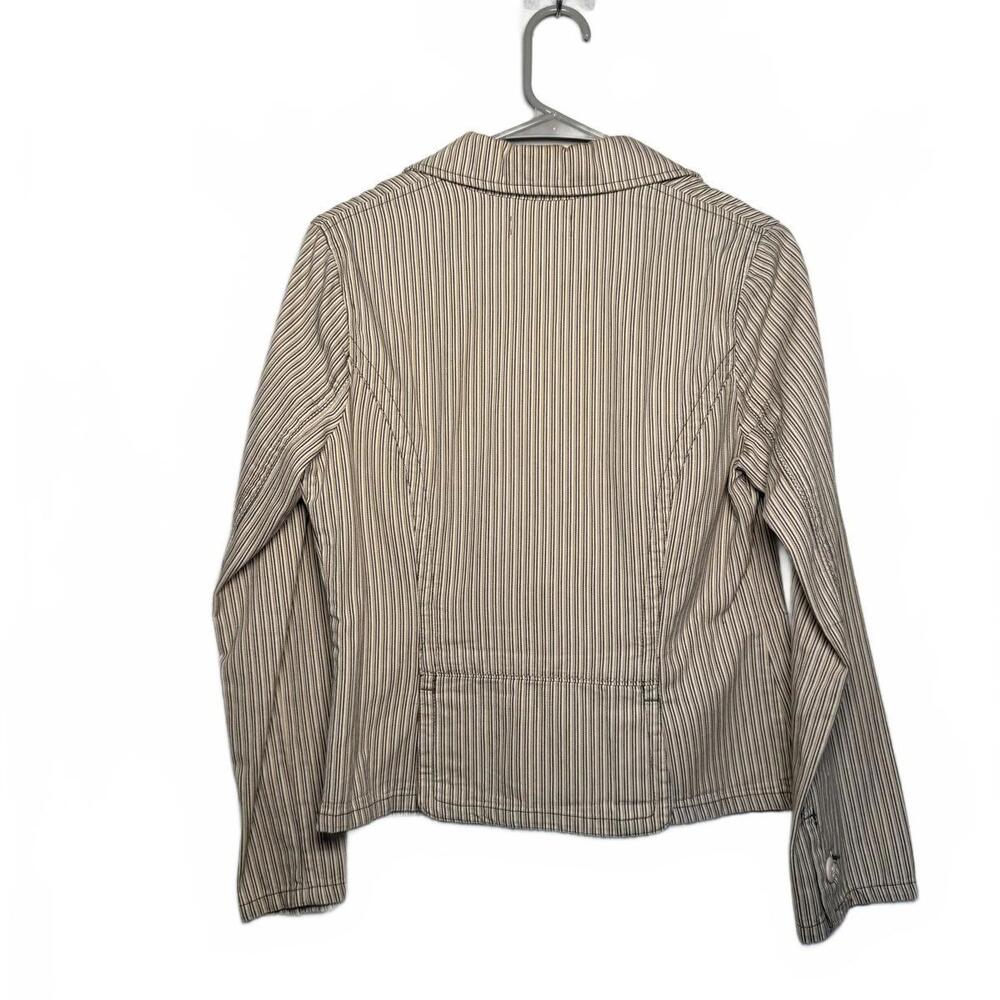 Y2K Indie vanguard Preppy Beige Striped Blazer Jacket - Picture 5 of 6